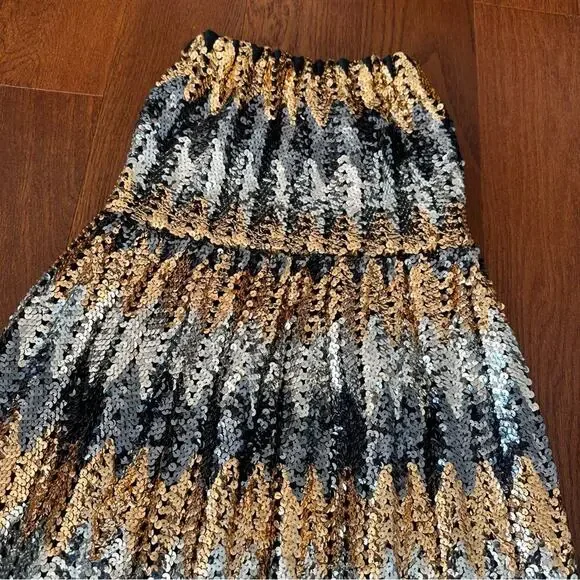 Vintage Sequin Strapless Maxi Dress with Shawl by Zeepha Couture Party Dress - Picture 8 of 9